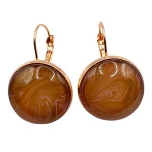 Elegant Brown and Pink Swirl Earrings